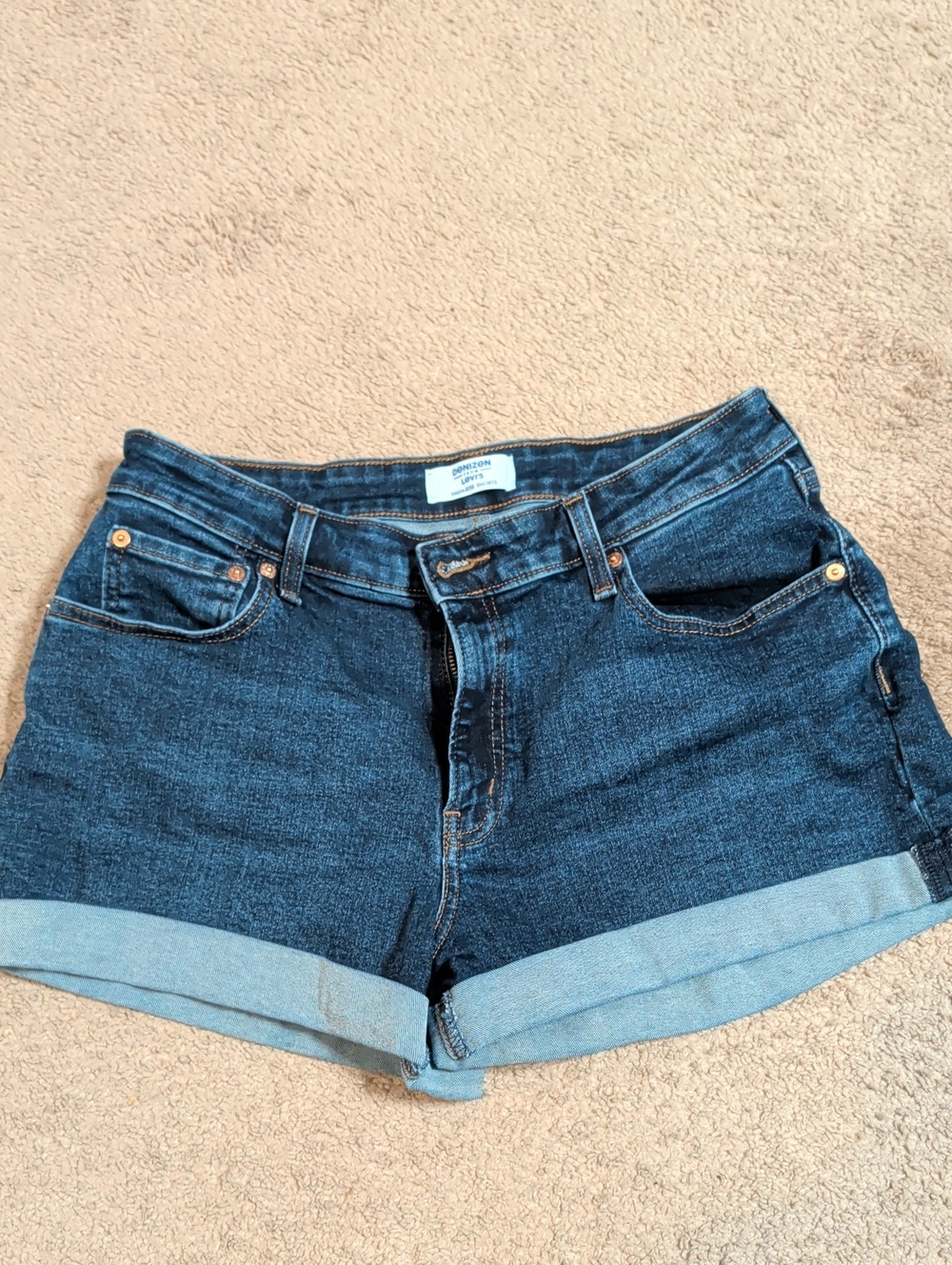 Denizen from Levi's Dark Blue Cuffed Denim Shorts